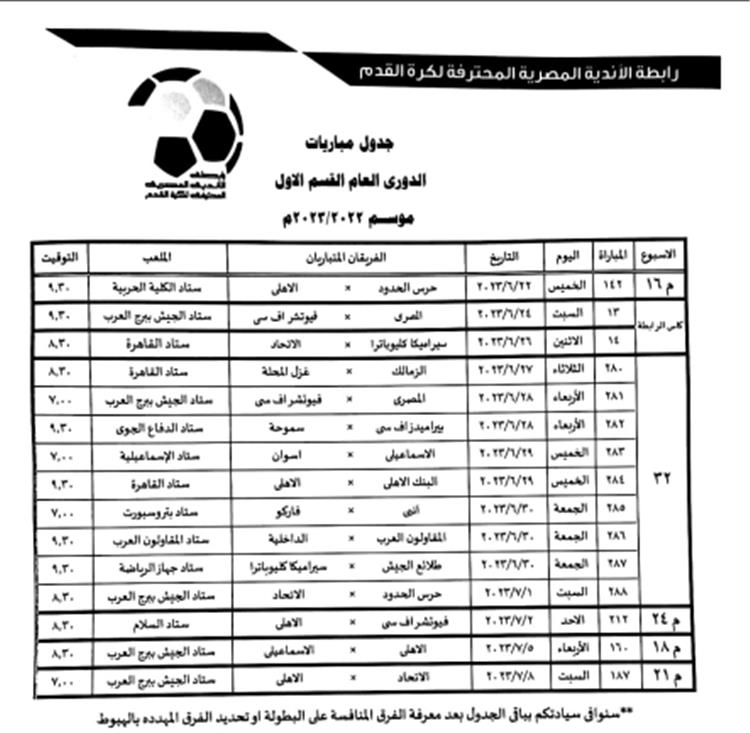 مباريات الدوري المصري